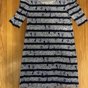 NWOT LILLY PULITZER LAJOLLA DRESS NAVY WHITE FISH HEART & SOLE STRIPE